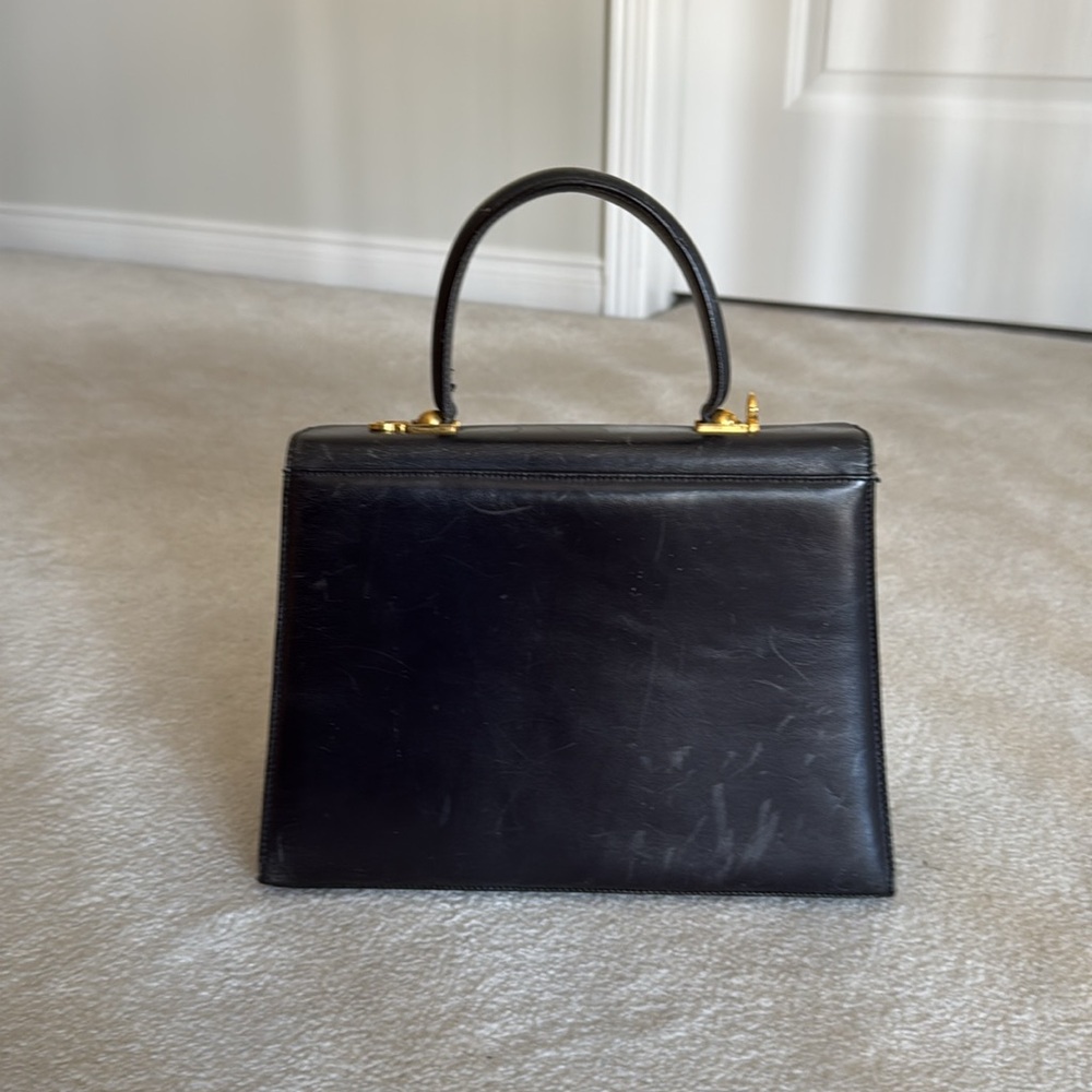 Midnight navy Ferragamo vintage top handle smooth calfskin bag - Picture 5 of 16